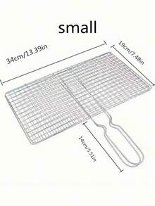1pcsStainless Steel BBQ Grill Basket - Foldable, Durable Metal Mesh Clip For Fish & Vegetables, Perfect For Outdoor Cooking