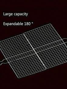 1pcsStainless Steel BBQ Grill Basket - Foldable, Durable Metal Mesh Clip For Fish & Vegetables, Perfect For Outdoor Cooking