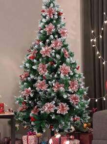 5pcs Christmas Tree Decorations, Christmas Flowers, Poinsettia Christmas Tree Decorations, Christmas Decorations, Glitter Artificial Christmas Flowers, DIY Wreaths, Home Decorations, Wedding Party, Christmas Gift Decorations, Christmas Decorations, Holiday Party Decorations,Christmas - Multicolor - View 18