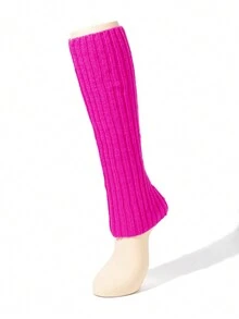 1pair Women Autumn/Winter Solid Color Striped Neon Color Knit Leg Warmersaccessories For Women - Multicolor - View 17