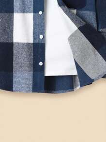 Tween Boy Simple Blue And White Plaid Hoodie Jacket, Autumn