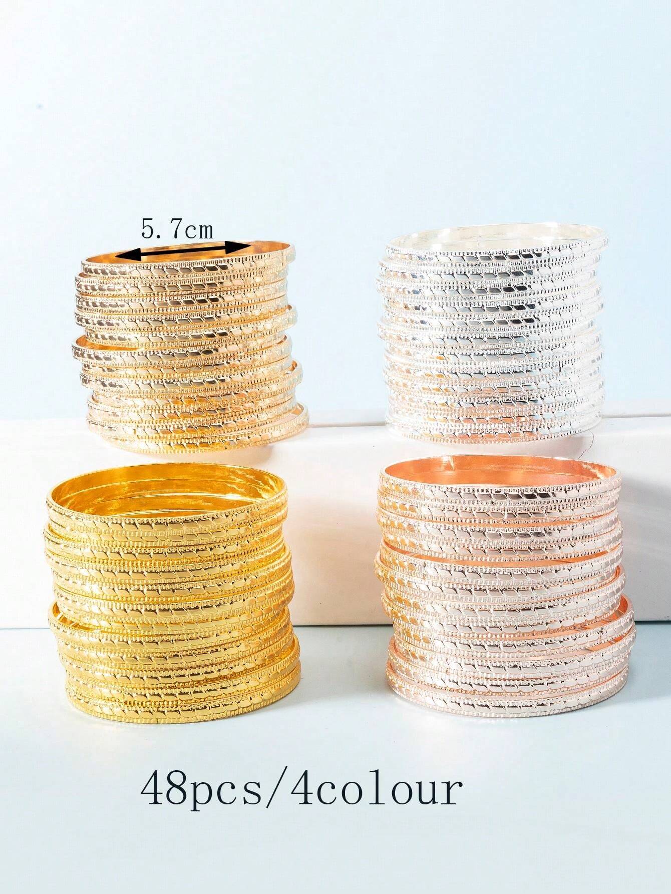 12pcs Sparkling Elegant Geometric Block Stackable Bangles For Kids for