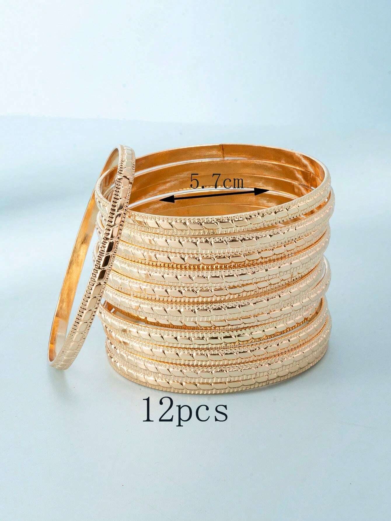 12pcs Sparkling Elegant Geometric Block Stackable Bangles For Kids for