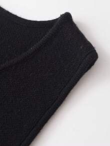 Women's Autumn Solid Color Single-Breasted Sleeveless Knit Tops - Black - View 4