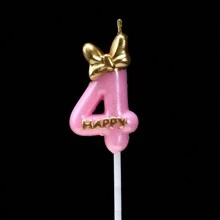 1pc/10pcs Number 0-9 Cute Bowknot Birthday Number Candle B Oys G Ilrs Cake Decor Digital Candles Topper Cupcake Party Decoration Supplies