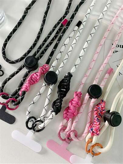 可爱手机挂绳可调节直径户外通用手机壳斜挎单肩卡颈绳夹挂式防丢腕带礼物送给母亲、家人、朋友、生日、节日手机挂饰、手机链