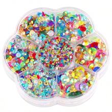 5000 件/盒，2 毫米 3 毫米 4 毫米 5 毫米 6 毫米，5 种尺寸，果冻糖，透明 AB 水晶珠，花形盒包装，圆形平底水钻多色水晶宝石非热熔 DMC 珠宝珠，玻璃石钻石 3D 图案设计配件闪光美甲贴花装饰用于衣服、包、鞋、杯子、手机壳、手工艺品、DIY 装饰。