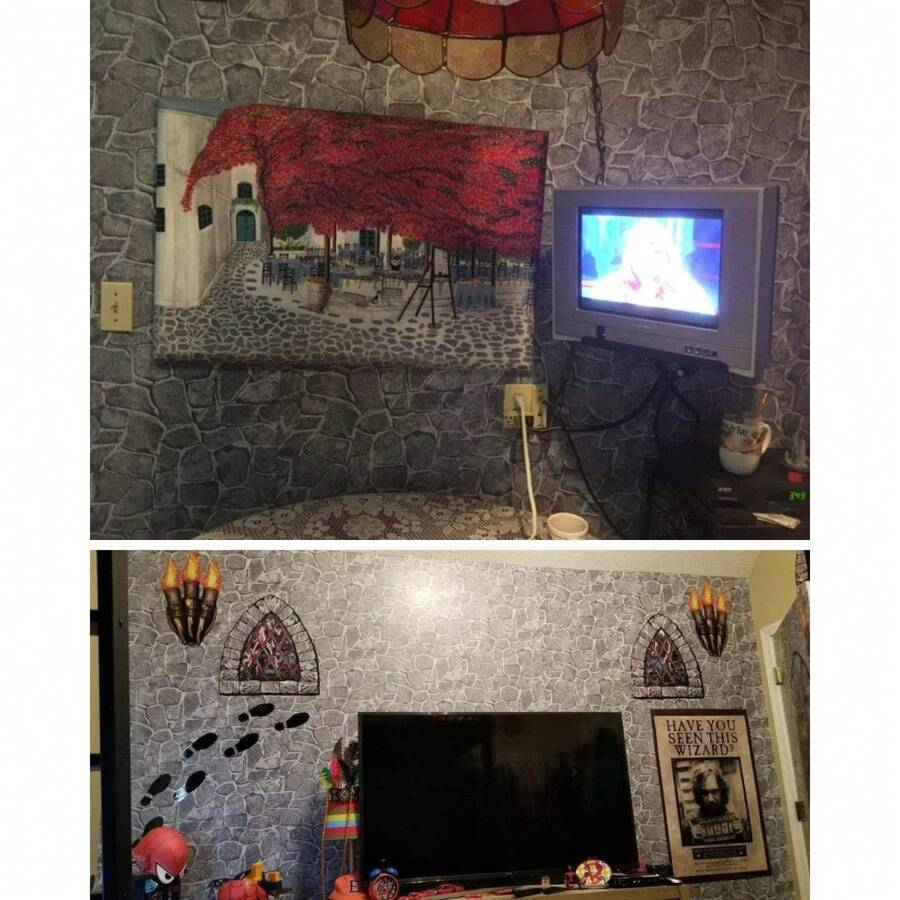 22 Yards Castle Tower Stone Wallpaper Peel And Stick Removable Contact