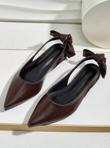 New Black Slip-On Casual Flats With Bow, Elegant & Comfortable Ladies Loafers Valentines