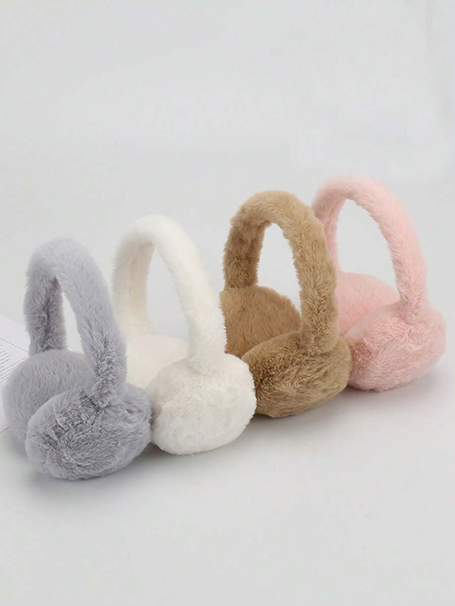 1 件可爱毛绒可折叠耳罩，冬季防风耳罩，适合女士，适合秋季骑自行车和户外活动 - 彩色 - 查看 1