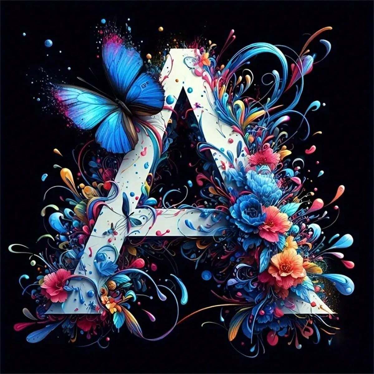 Alphabet Diamond Painting Kit Round Acrylic Diamonds Full Drill