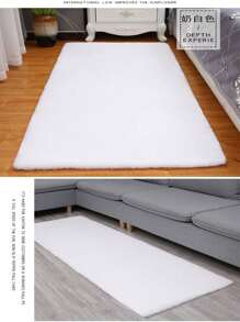Decorative Plain Short Pile Rug 60 X 150 Cm Living Room And Bedroom*- Rabbit Hair Rug - 白色 - 查看 3