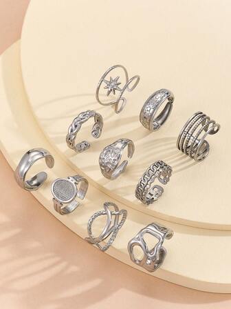 1 pieza Anillo abierto de moda minimalista geométrico y asimétrico, accesorio de anillo envuelto para el dedo, diseño único de anillo curvo para mujer