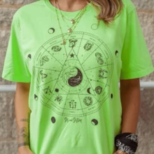 Women's 100% Cotton T-Shirt, Short Sleeve, Round Neck - Summer Fashion - Blogueirinha - màu xanh lá - Xem 2