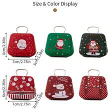 1pc Tin Handbag Shaped Candy Box Christmas Decoration Gift Packaging Box,Christmas - Multicolor - View 2