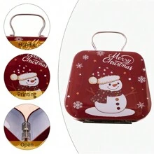 1pc Tin Handbag Shaped Candy Box Christmas Decoration Gift Packaging Box,Christmas - Multicolor - View 7