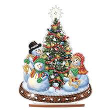 钻石画圣诞雪人圣诞树桌面摆件 DIY 钻石艺术圣诞树桌数字油画马赛克工艺品家居客厅办公室圣诞桌面装饰 - 聖誕樹 - 查看 8