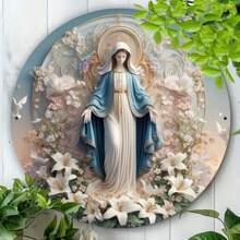 1 pieza Cartel decorativo con alas de ángel de metal, 8x8 pulgadas, impresión de alta definición UV, colgante de pared, decoración multiusos para interiores/exteriores, posición aleatoria de los agujeros para decoración festiva, decoración del hogar, decoración de habitaciones, decoración de pared - Multicolor - Ver 7