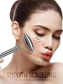 Zestaw 1/2 szt./zestaw ze stali nierdzewnej, wałek do masażu twarzy i gua sha - metalowy wałek do masażu twarzy, metalowa gua sha, narzędzia do masażu twarzy redukujące obrzęki, drenaż limfatyczny, napięcie twarzy, masażery do pielęgnacji skóry, uroda, produkty do pielęgnacji skóry, spa, pielęgnacja ciała, narzędzia do pielęgnacji skóry, pielęgnacja twarzy, akcesoria kosmetyczne, masaż, narzędzie do masażu twarzy, wałek do masażu twarzy