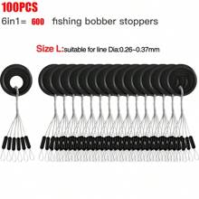 Rubber Fishing Bobber Stopper,6 In 1 Float Sinker Stops,Black Oval Cylinder,L M S Float Stop Available