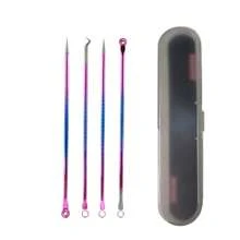 4 Pieces Professional Acne & Blackhead Remover Tool Kit - Includes Blackhead Extractor, Pimple Needle, Comprehensive Facial Cleansing Tool (Rose Gold 4 Pieces Set)