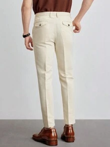Stylish, Elegant And Gentlemanly Men's Premium High-End Trousers, Men's High-Grade Business Solid Color Versatile Commuter Casual Slim-Fit Dress Pants, - Apricot - View 5