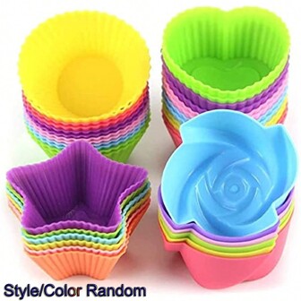 6/12/24 piezas, moldes de silicona para muffins, coloridos vasos para magdalenas, redondos, estrella, corazón, forros para magdalenas con forma de flor, moldes para muffins reutilizables antiadherentes, herramientas para hornear, utensilios de cocina, accesorios de cocina, artículos de cocina para el hogar