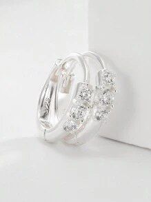 Artepollo 1 对 925 纯银女士环形耳环，镶嵌闪亮锆石，优雅且适合日常佩戴或正式场合，是送给女朋友、感恩节、母亲节的绝佳礼物