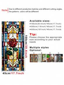 1 Stück Retro Mattierte Bunte Rosen Dekoration Statische Haftfolie Für Fenster, Ohne Klebstoff, Halbtransparent, Hitzeisolierung, Sonnenschutz, Geeignet Für Zuhause, Badezimmertür, 3d Bunte Glasfolie, Glassticker