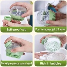 1pc Dog Wash Brush With Soap Dispenser, Silicone Bristles Pet Grooming Massage Shampoo Brush, Suitable For Long & Short Hair Dogs And Cats, Non-Electric Plastic Bath Tool