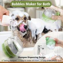 1pc Dog Wash Brush With Soap Dispenser, Silicone Bristles Pet Grooming Massage Shampoo Brush, Suitable For Long & Short Hair Dogs And Cats, Non-Electric Plastic Bath Tool