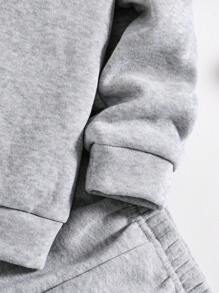 Young Boy Car Pattern Print Warm Crew Neck Sweatshirt And Pants Set