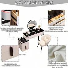 Agilithor Dressing Table With Lighted Mirror Vanity Desk Set,Makeup Table With Drawers And Stool, Vanity Set With Storage Shelves, Bedroom Dressing Tables For Girls,Gray 80cm [Energy Class A] - 白色 - 查看 2