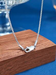 1pc S925 Sterling Silver Minimalist Style Unisex Necklace, Layerable Fashionable Clavicle Chains For Men & Women, Suitable For Daily Casual Wear & Jewellery Gift