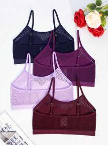 5pcs/Set Women Mesh Breathable Sexy Crisscross Front Closure Bra Lingerie