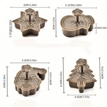 4 件套节日饼干模具套装 4 合 1 图案烘焙模具 - 非常适合节日烘焙装饰节日派对礼物派对用品装饰礼物 - 彩色 - 查看 2