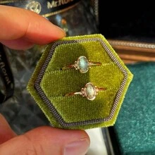 1pc 5*4.5*4.5 Cm Velvet Ring Box For Couples, White/Pink Ring Box For Engagement Rings, Hexagonal Velvet Wedding Jewelry Storage Box, Vintage Octagonal Double Ring Box For Rhinestone Ring And Earrings, Suitable For Ring And Earring Storage, Suitable For Proposal, Wedding, Gift Giving, Anniversary To Wife. Can Also Be Used For Portable Travel. Back To School - Multicolor - View 14