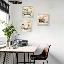 3 件/套 放松水疗风格帆布墙画 - 复古浴室装饰海报，生日毕业的完美礼物创意 - 彩色 - 查看 6