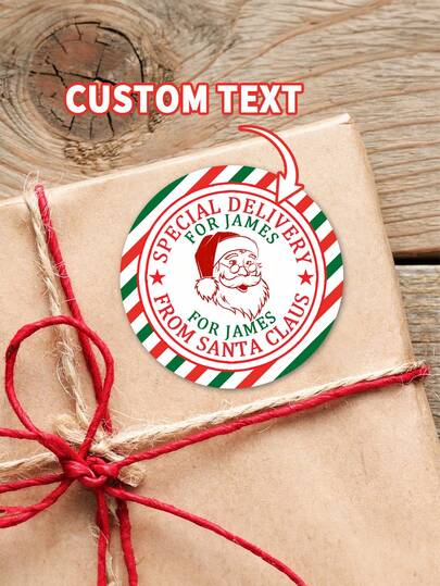 15pcs Customized Personalized Special Delivery Stickers For Santa Claus, Customized Photo Text Christmas Gift Labels, 6x6cm/2.36x2.36 Inches, From Santa Claus, Arctic Express Delivery, Customized Santa Claus Circular Gift Label Stickers, Pvc Material, Perfect For Gift And Envelope Sealing, Arctic Post Christmas Gift Labels, 2 Patterns To Choose From