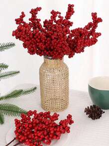 15 Stück künstliche rote Beeren Zweige mit Weißdorn, rote Beeren Zweige künstliche Schaumstoff Stechpalme Beeren Blumen Früchte Weihnachtsbaum Dekorationen Feiertags-DIY Basteleien Weihnachtsschmuck Hochzeit Heim Dekoration Feiertags Dekoration Seidenblumen Arrangements, Bouquet Stempel Pflanze DIY Kranz Weihnachtsparty Heim Dekoration - Verschiedenfarbig - Übersicht 2
