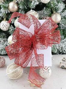 1 Stück 2m glitzerndes Weihnachtsband aus Gittergewebe für Kranz, Baumspitze, Schleife, Heimdekoration, Geschenkverpackung, Weihnachten