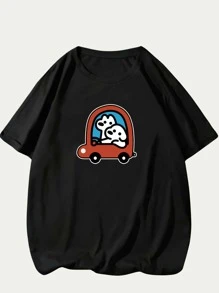 Men's T-Shirt Cute Puppy Casual Printed Fashion Unisex - 黑色 - 查看 1