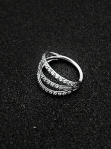 1 Piece/High-End 316L Stainless Steel With Zirconia 16G Nose Ring, Double Diaphragm Ring, Diaphragm Ring, Lip Ring, Diaphragm Stud Earrings, Conch Earrings, Diaphragm Cartilage Earrings, Diaphragm Ring, Diaphragm Ring Puncture Jewelry Gift