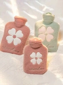 1pc Flannel Hot Water Bottle Hand Warmer Winter Cute Kawaii Water Bottle For Girls Portable Waist Hand Bed Warm Bottles 500/1000ml,Women Valentine Gift Birthday Boyfriend Girlfriend