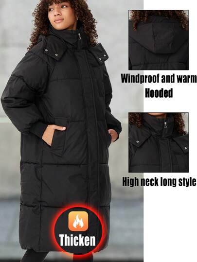 Chaqueta de abrigo de invierno clásica y larga, tanto para hombres como para mujeres. Es una chaqueta acolchada a prueba de frío y viento, con capucha, mangas largas, un ajuste holgado y un estilo versátil. Adecuada para personas que temen al frío y entusiastas del esquí.