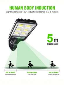 2/4/6/8PCS White Light Solar 108COB Outdoor Wall Light, Outdoor Courtyard Light With Motion Sensor, 3 Working Modes, Remote Control, Solar Charging, 1000mAh, Durable ABS Material, Very Suitable For Christmas Decoration, Outdoor Garden, Courtyard, Porch - 6PCS-Ánh sáng trắng - Xem 9