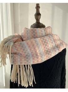 1pc Women's Premium Fuzzy Scarf, Stylish Korean Version, Thick Mohair, Suitable For Autumn And Winter Accessories Women
