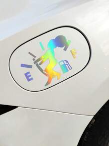 1pc Laser Letter & Figure Graphic Car Sticker - Multicolor - View 6