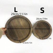 Candle Plate Holder Tray Round Wooden Decorative Candle Plate Small Farmhouse Table Centerpiece Rustic White Wood Tealight Pillar Trays For Christmas Wedding Halloween Home Decor Back To School - Multicolor - View 8