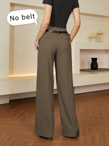 Damen Hosen mit Einfarbig, Gürtel in der Taille, elegant